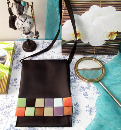 Bolso DIY decorado mosaico de vidrio